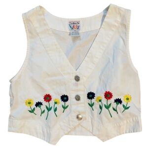 Talbots kids embroidered floral white vest Girls M 100% cotton